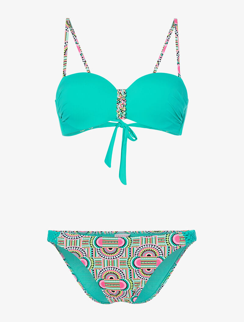 Bikini à imprimé tribal fluo - turquoise - 3