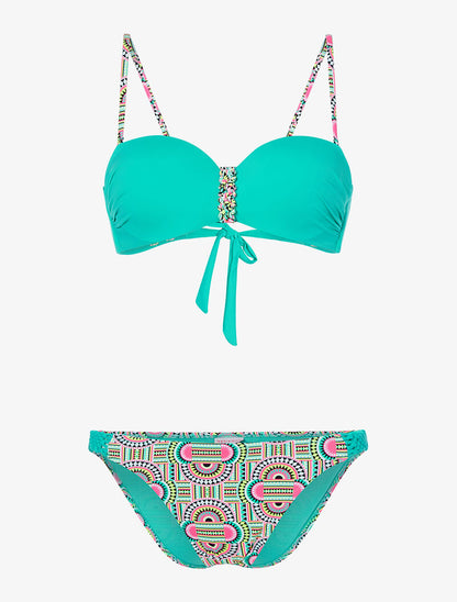 Bikini à imprimé tribal fluo - turquoise - 3