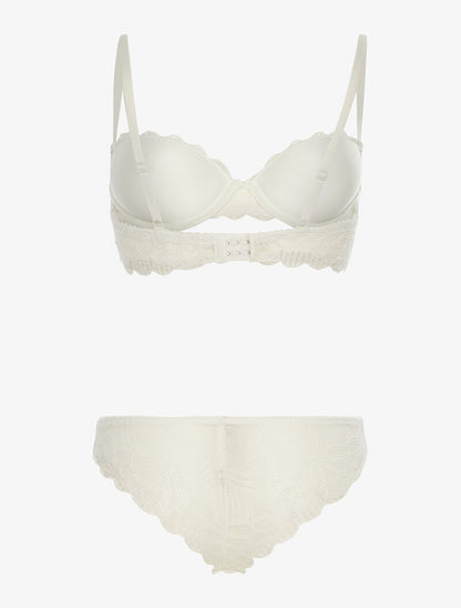 Ensemble SG et tanga en broderie fine - blanc - 2