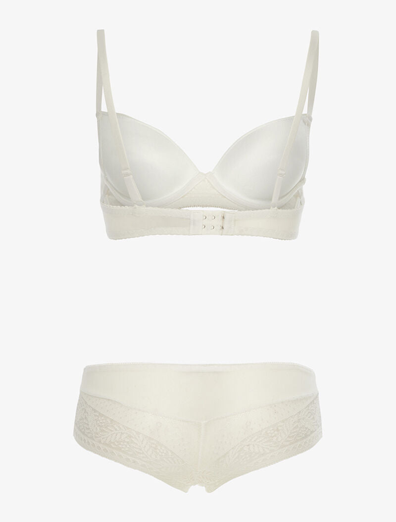 Ensemble SG et shorty en voile et dentelle - blanc - 2