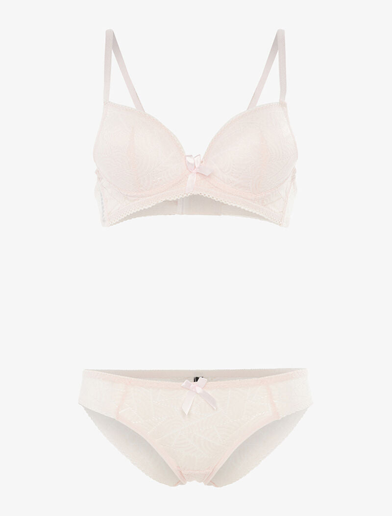 Ensemble SG et tanga en dentelle arrondie - rose orange - 1