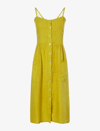 Robe longue en lin - moutarde - 1