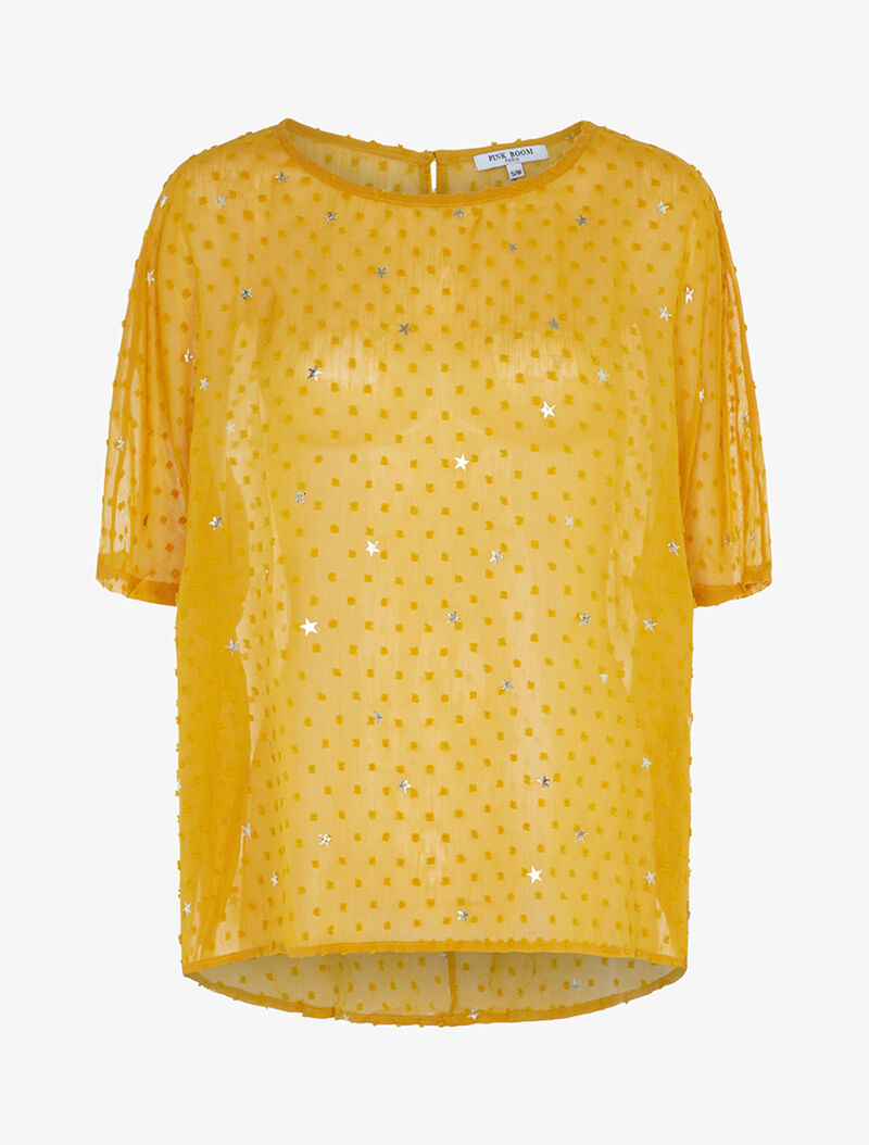Blouse transparente à motifs étoilés - moutarde - 1