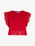 Crop top à bords volantés - rouge - 1