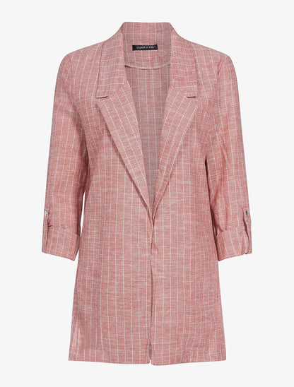 Blazer oversize en lin mélangé - rouge - 1
