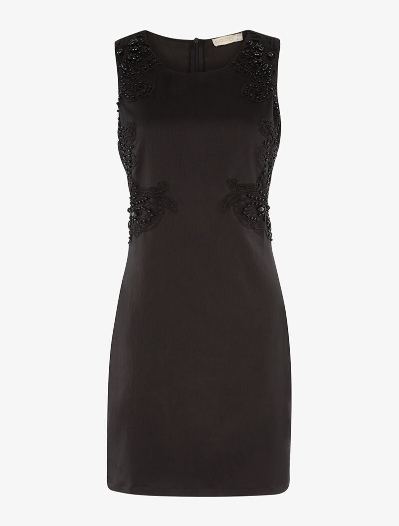 Robe cocktail à détails crochet et perles - noir - 3