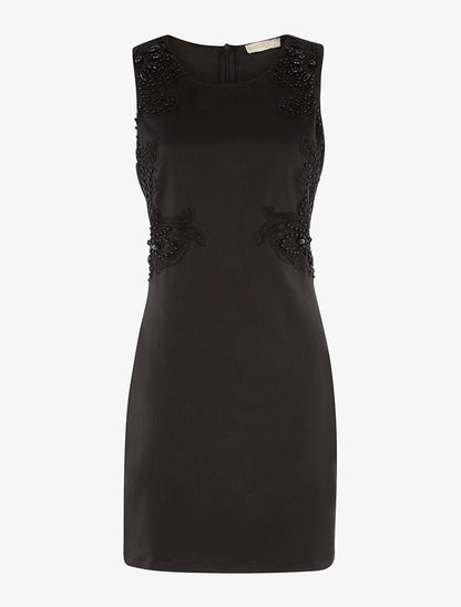 Robe cocktail à détails crochet et perles - noir - 3