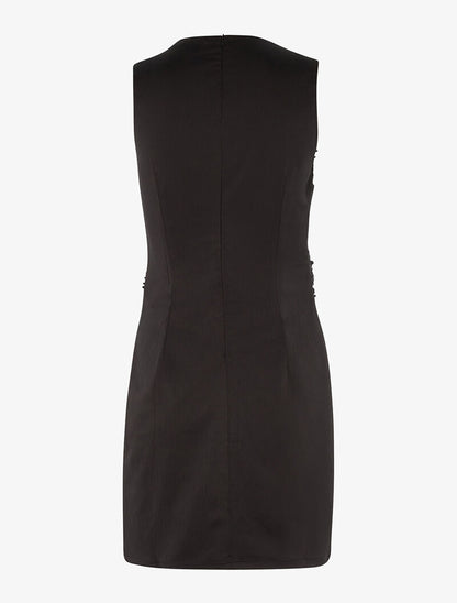 Robe cocktail à détails crochet et perles - noir - 2