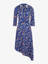 Robe fleurie bas asymétrique et fendu - bleu - 1