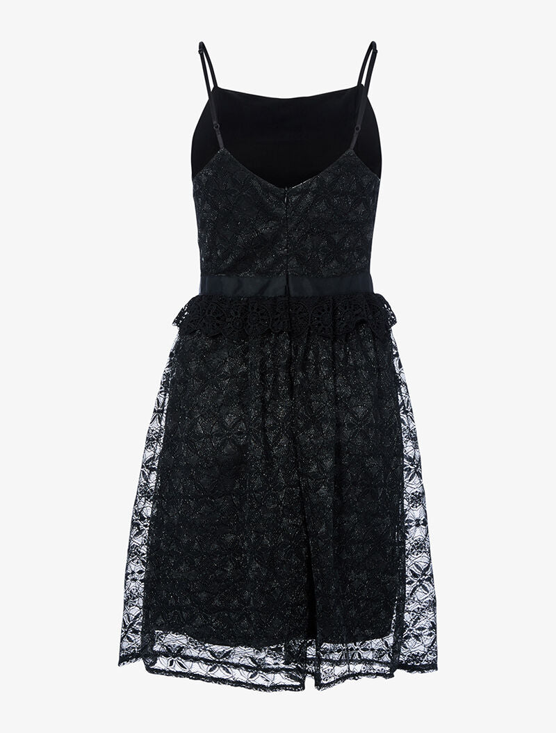 Robe irisée en dentelle et crochet - noir - 2