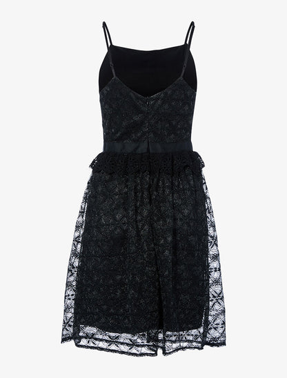 Robe irisée en dentelle et crochet - noir - 2