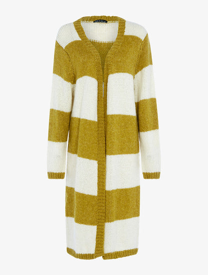 Gilet long oversize à rayures - moutarde/écru - 3