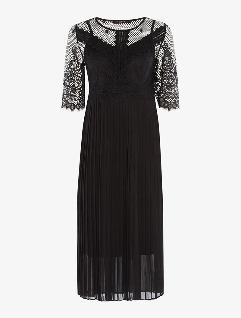 Robe plissée à buste ajouré - noir - 1