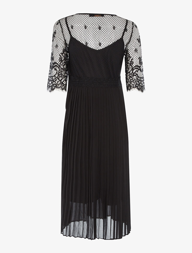 Robe plissée à buste ajouré - noir - 2