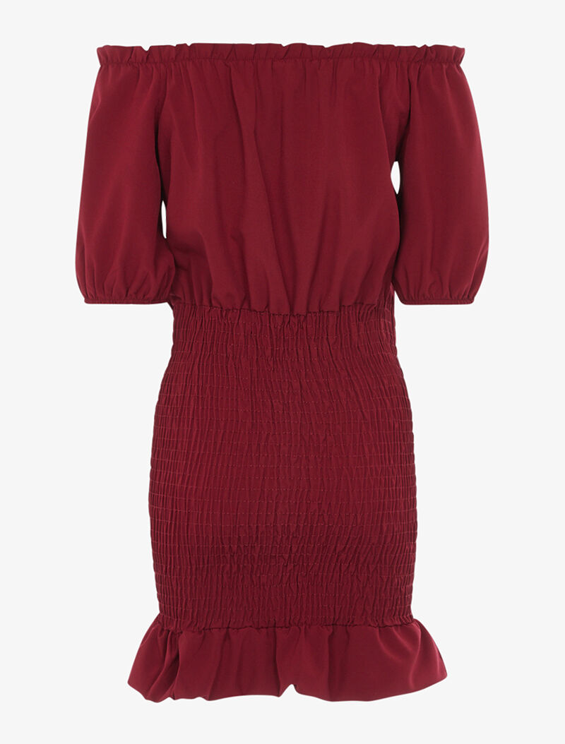 Robe ajustée à volants - lie de vin - 2
