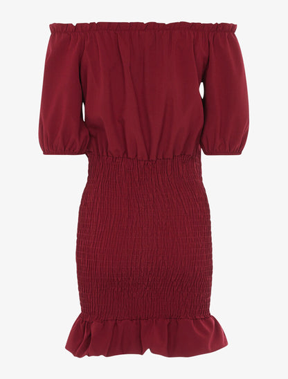 Robe ajustée à volants - lie de vin - 2