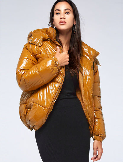 Doudoune lustrée coupe boule - orange - 6