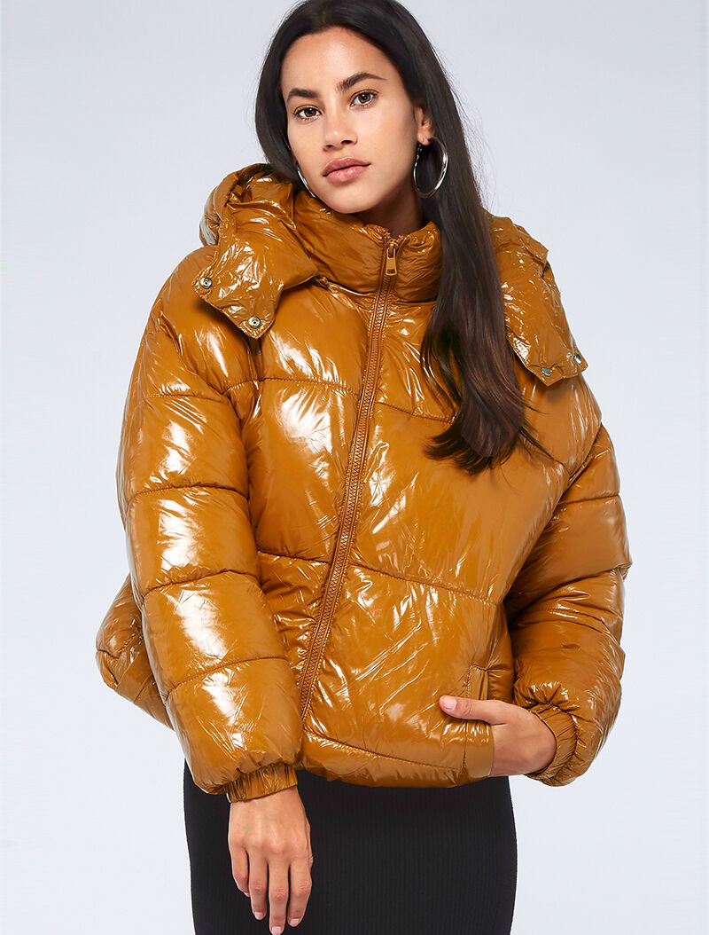 Doudoune lustrée coupe boule - orange - 3