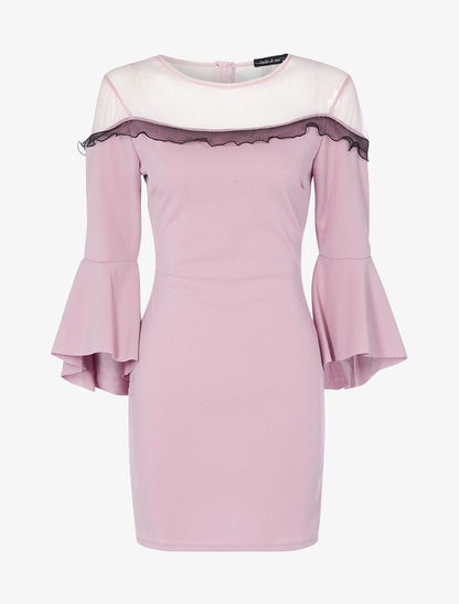 Robe courte volantée - vieux rose - 3