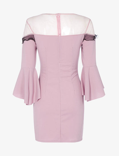 Robe courte volantée - vieux rose - 2