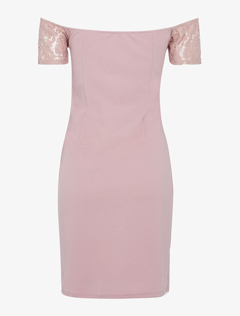 Robe en dentelle ajourée - vieux rose - 2