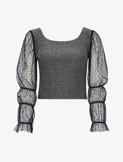 Crop top scintillant - argent - 1
