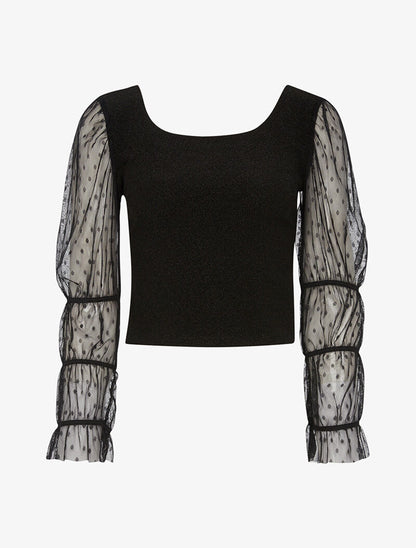 Crop top scintillant - noir - 1