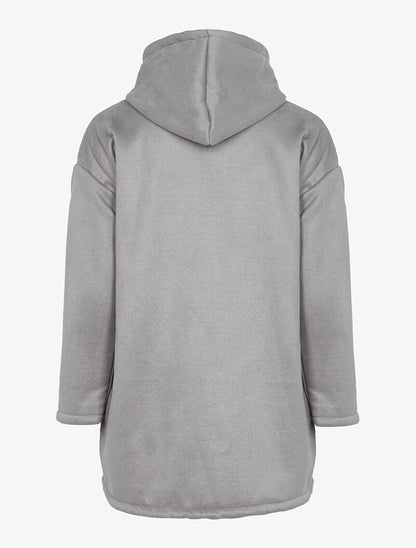 Manteau ample intérieur en maille bouclette - gris - 2