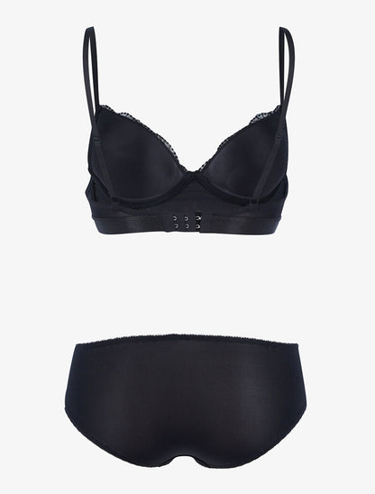 Ensemble à empiècement broderie fleurie - noir - 2
