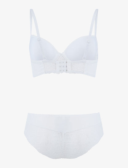 Ensemble bustier à petites fleurs en dentelle - ecru - 2