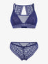 Ensemble brassière en dentelle graphique - bleu violet - 3