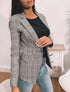 Blazer tartan coupe ajustée - Noir - 1