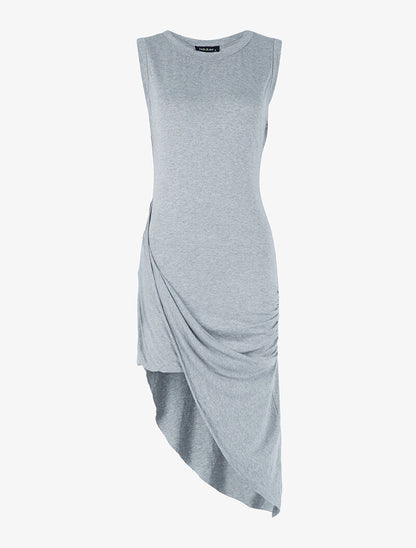 Robe coupe asymétrique - gris clair - 6