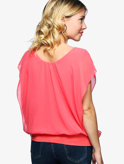Top ample coupe boule - corail - 4