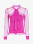 Pull bi matière à boutonnière - fushia - 1