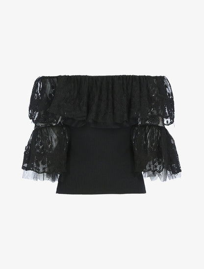 Crop top à volants - noir - 2
