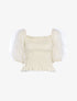 Crop top à manches bouffantes volantées - beige - 1