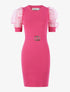 Robe à manches gigot ajourées en tulle - fushia - 3