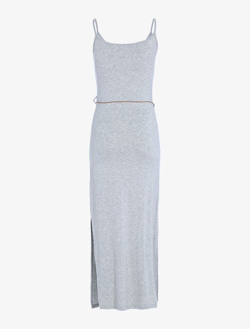 Robe longue à côtés fendus - gris chiné - 2