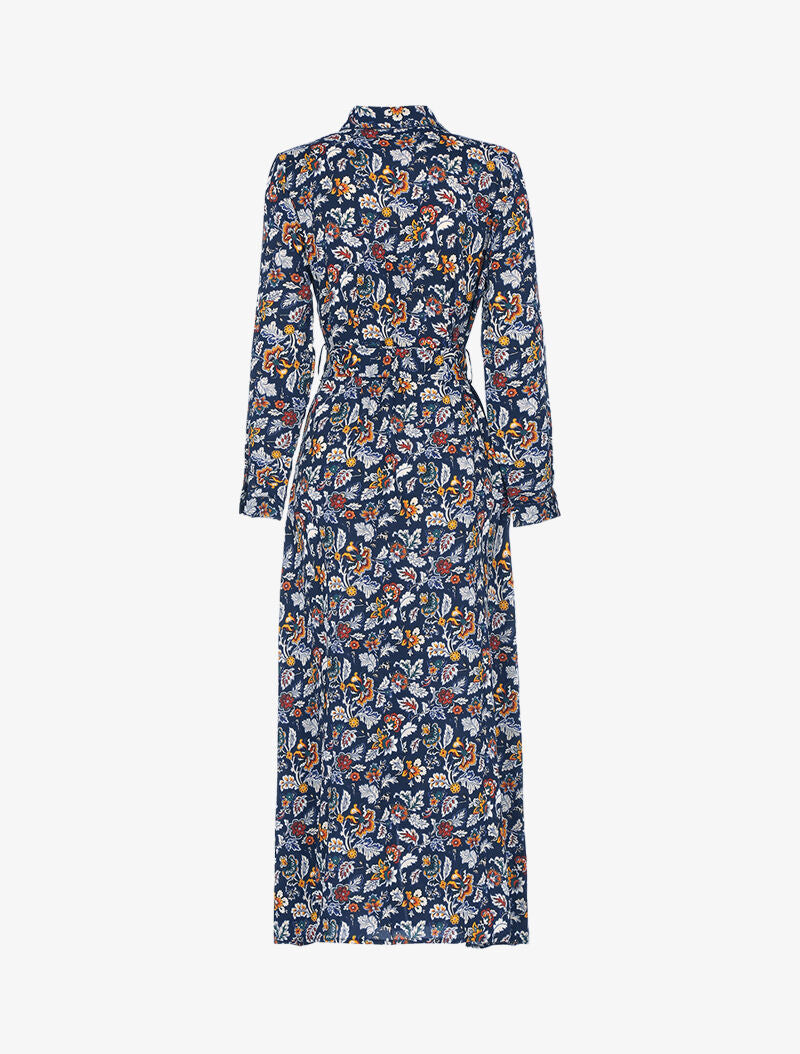 Robe longue à imprimé fleurs - marine - 2