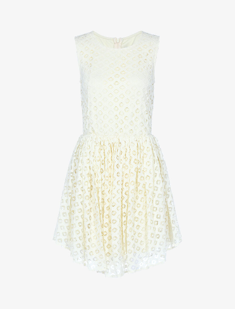 Robe à broderies graphiques - beige - 3