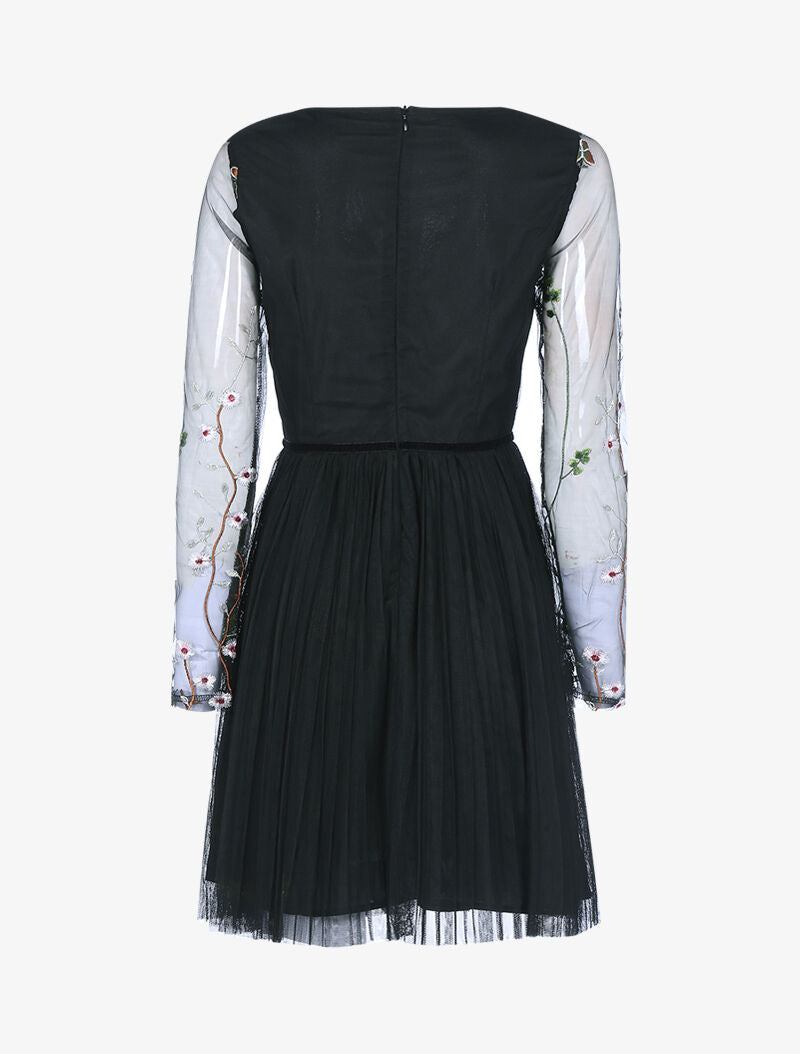 Robe en tulle brodée - noir - 2
