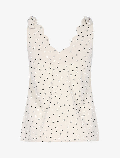Top à imprimé petits coeurs - beige - 2