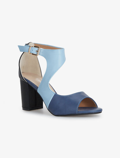 Sandales simili tricolore - marine/bleu/noir - 2