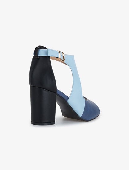 Sandales simili tricolore - marine/bleu/noir - 4
