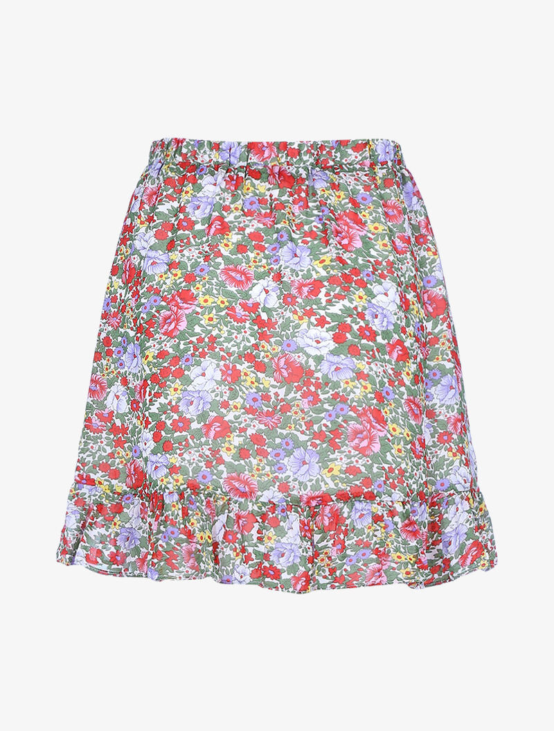 Jupe courte à imprimé printanier - écru/vert - 2