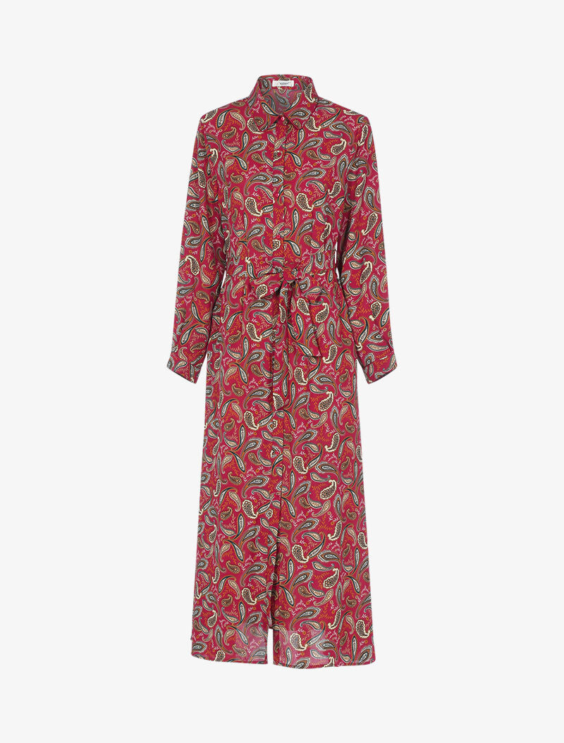 Robe à imprimé cachemire et feuilles - bordeaux - 1