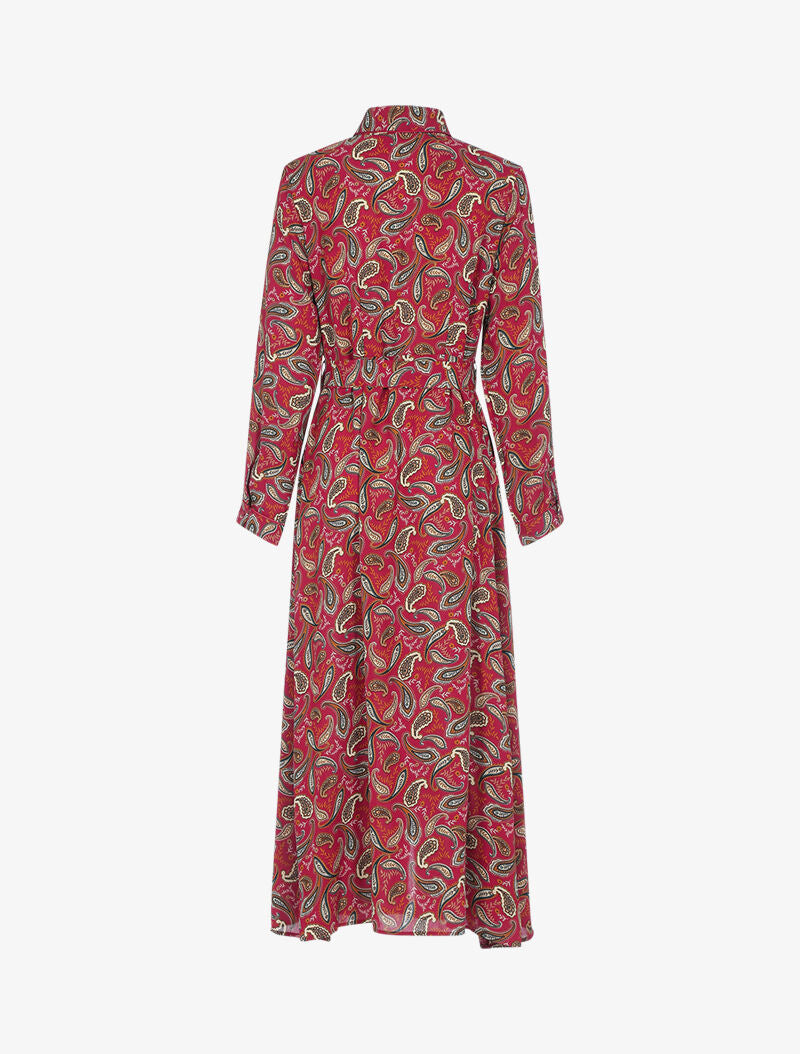 Robe à imprimé cachemire et feuilles - bordeaux - 2