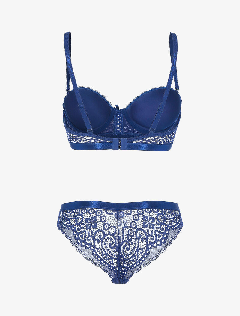 Ensemble en dentelle festonnée - bleu électrique - 2