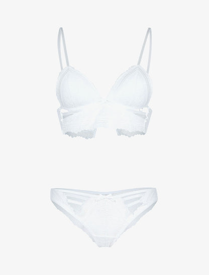 Ensemble bustier à lanières et broderies - ecru - 1
